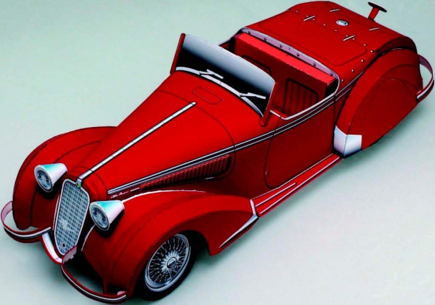 Автомобиль Alfa Romeo 8C2900B Corto paper model