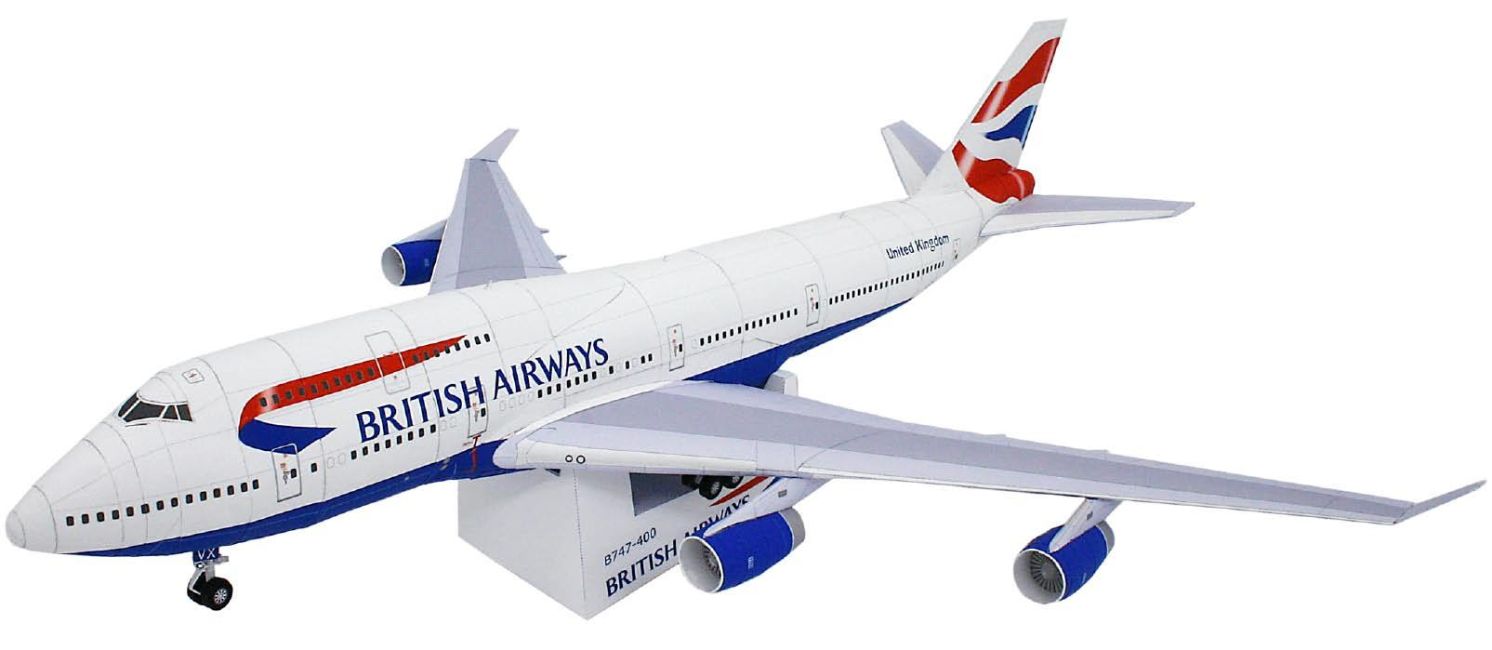 Авиалайнер Boeing 747-400 British Airways paper model