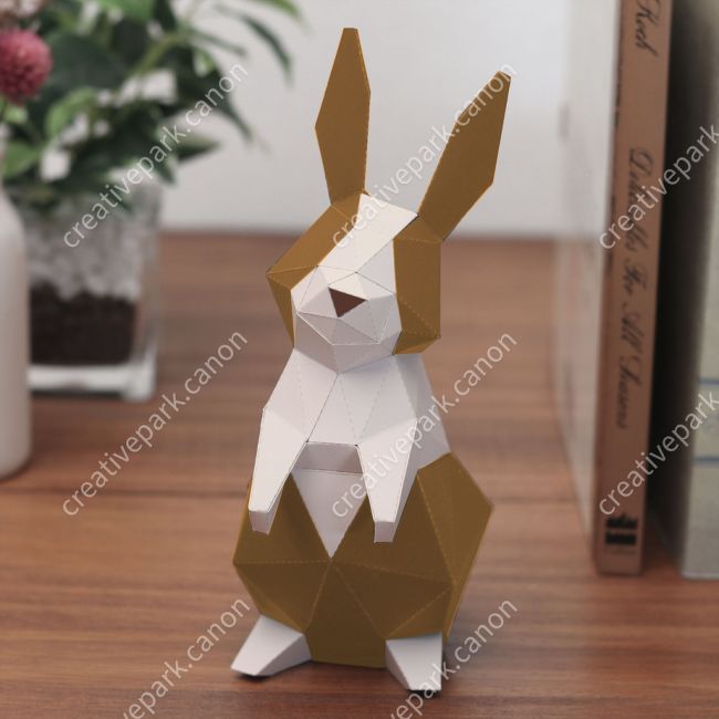 Полигональный кролик (оранжевый) paper model