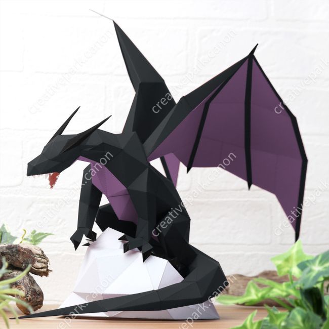 Полигональный дракон (фиолетовый) paper model